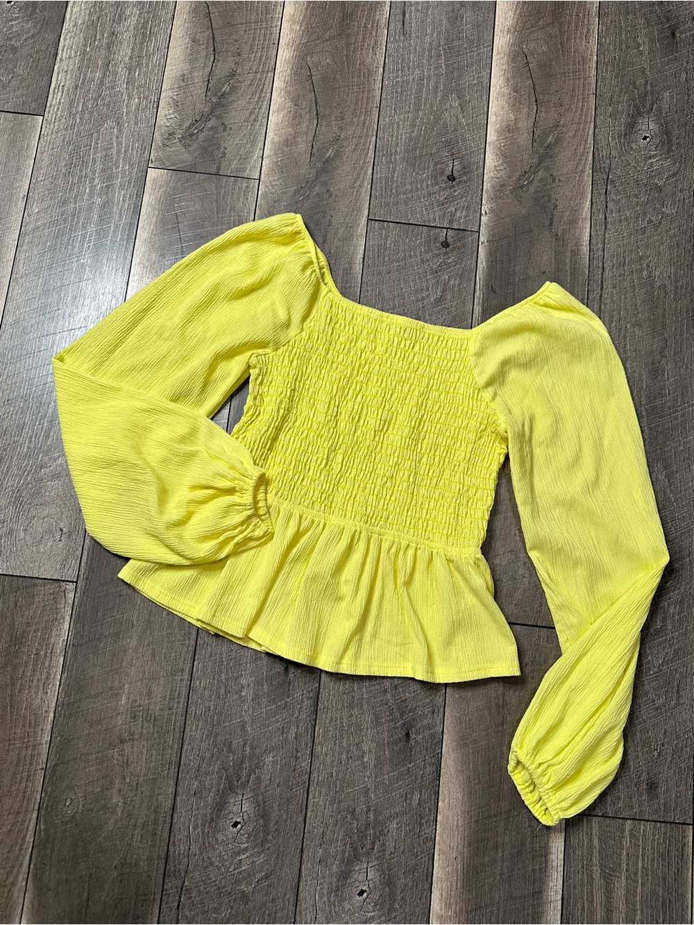 White Birch Smocked Yellow Long Sleeve Top